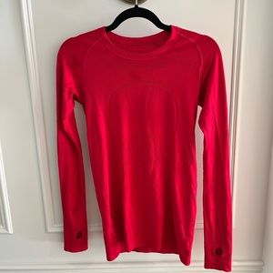 Red lululemon long sleeve swiftly tech shirt
